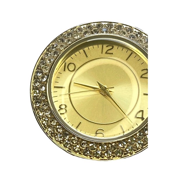 Lemon yellow gold shimmer face watch chunky chain bracelet rhinestones bling - Picture 2 of 12